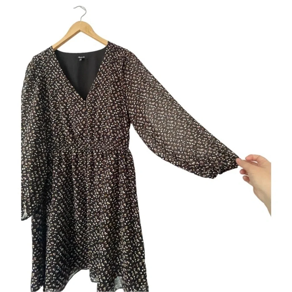 Madewell Resourced Georgette Button Front Mini Dress In Adorable Ditzy Size M - Picture 9 of 9